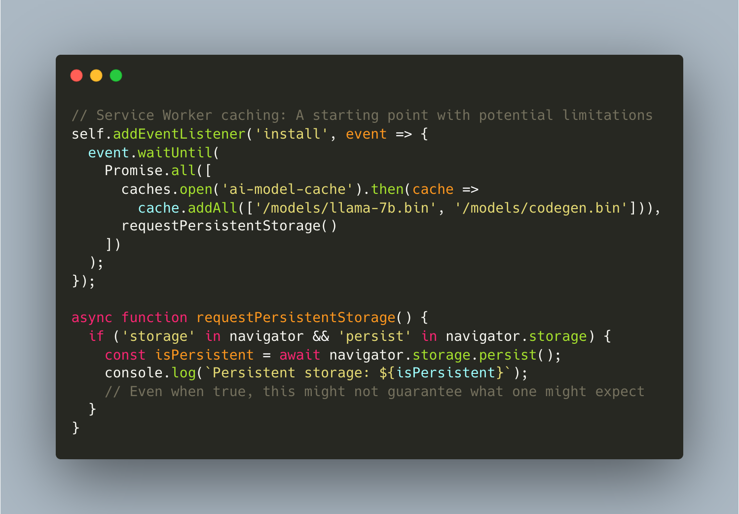Service Worker Code Example