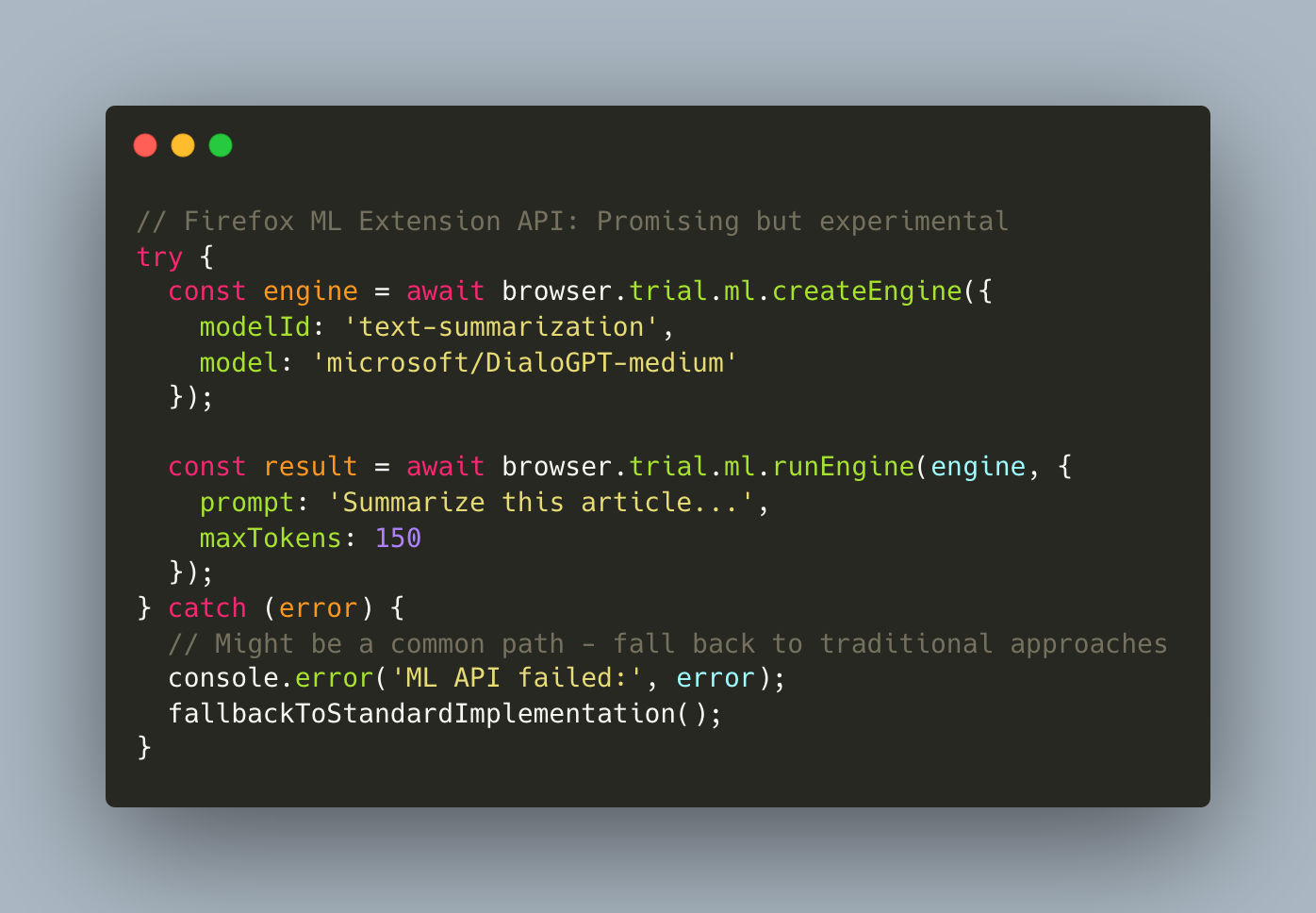 Firefox ML Extension Code Example