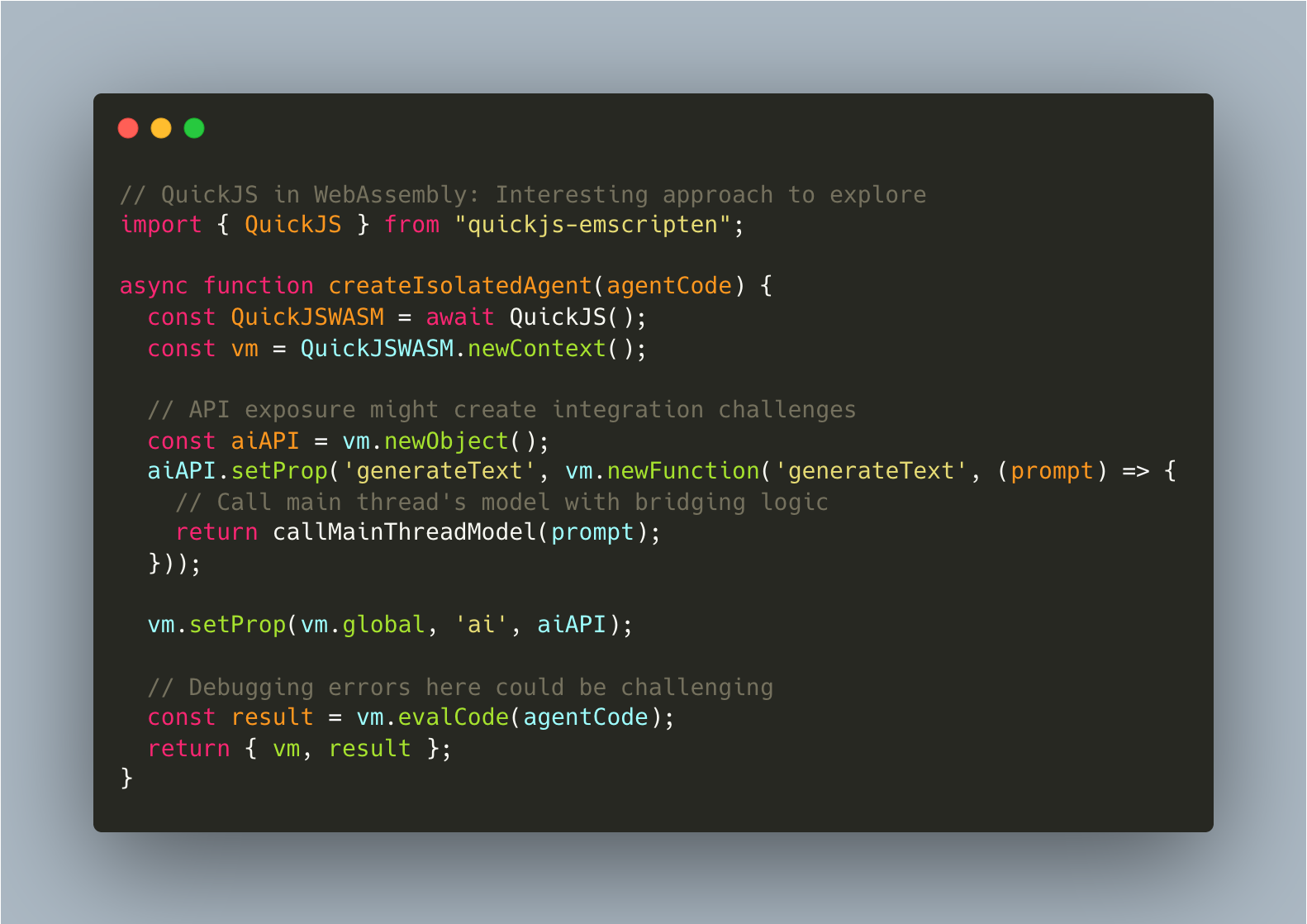 QuickJS in WebAssembly Code Example